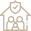 A green background with a house and a shield.